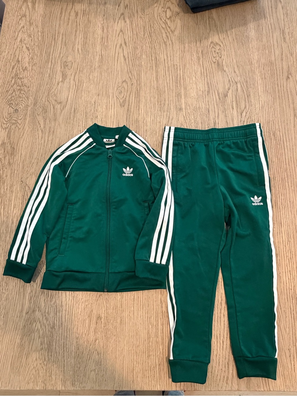 adidas Dark Green Kids Trefoil Track Jacket & Pants Set